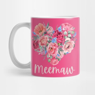 Floral Heart MEEMAW Mug